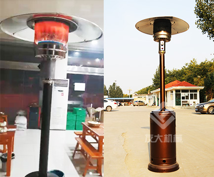 傘形暖風機走進餐廳，紅彤彤的一看就很暖和